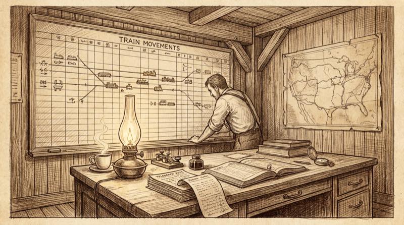 Railroad dispatch room interior