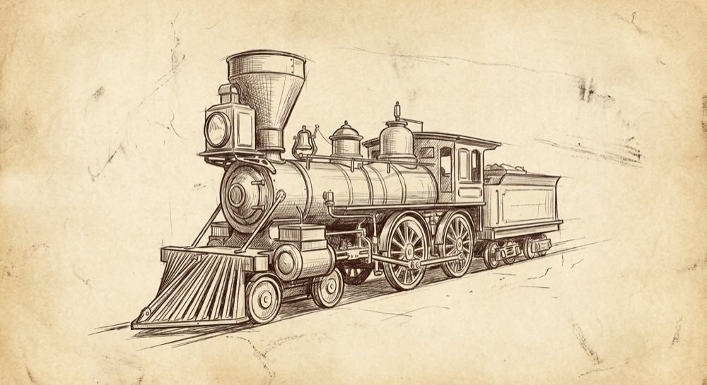 Vintage steam locomotive sketch