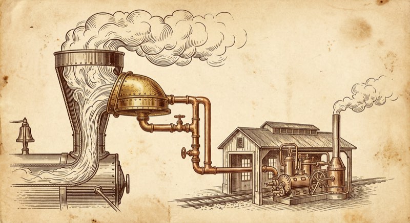 Steam exhaust captured by brass apparatus