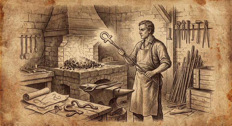 Railroad-era branding iron workshop