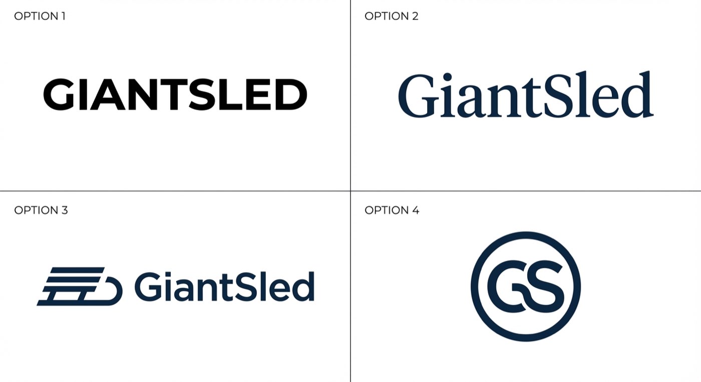 Four GiantSled logo options generated December 27, 2025